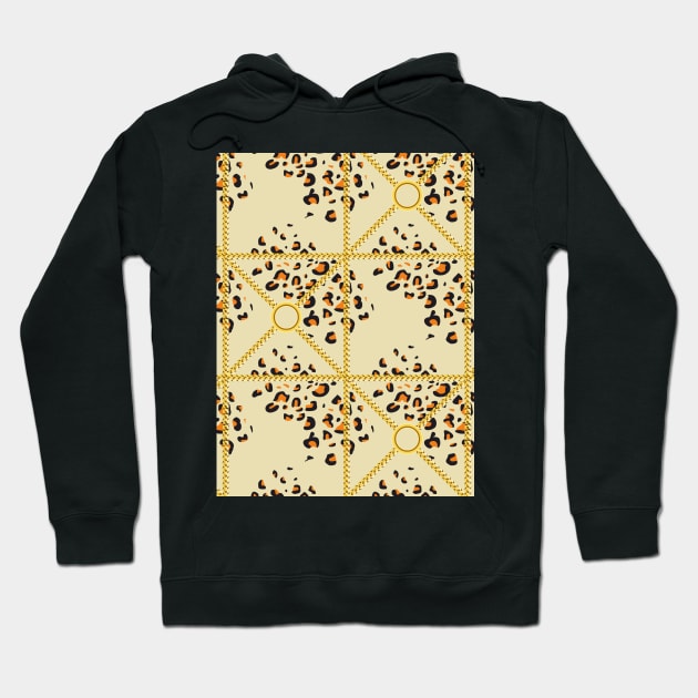 Leopard skin texture with golden chains Hoodie by ilhnklv